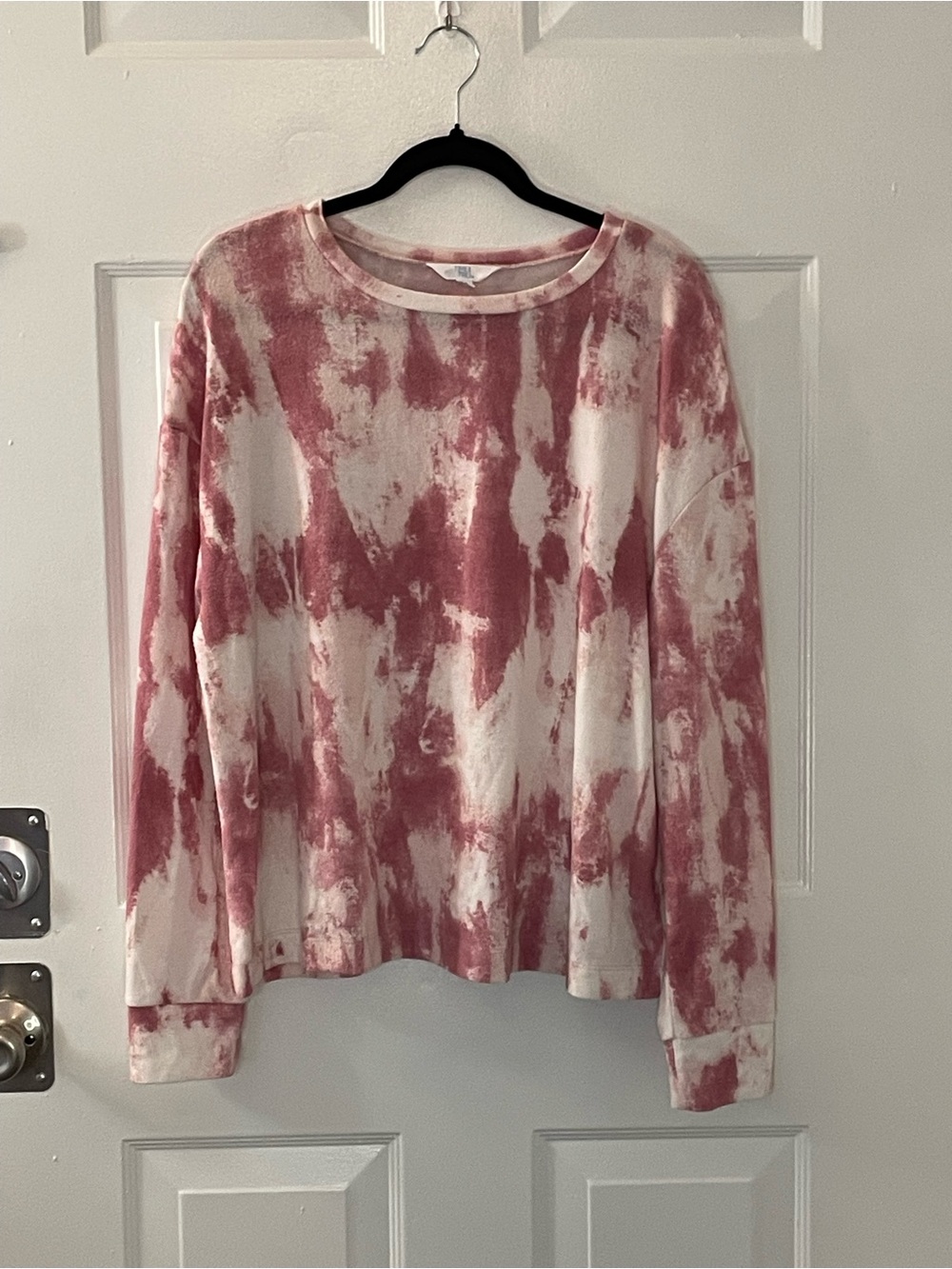 Time and Tru Pink and White Tie-Dye Crewneck Sweatshirt